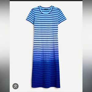 NWT! J.crew short sleeve. Midi t-shirt dress dip-dyed stripe dress.